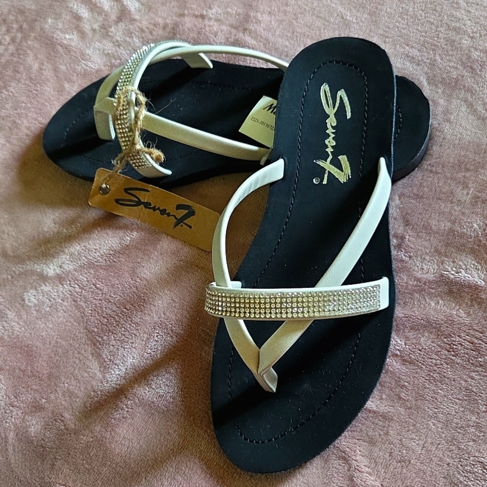 Seven7 Black & Cream Sandals